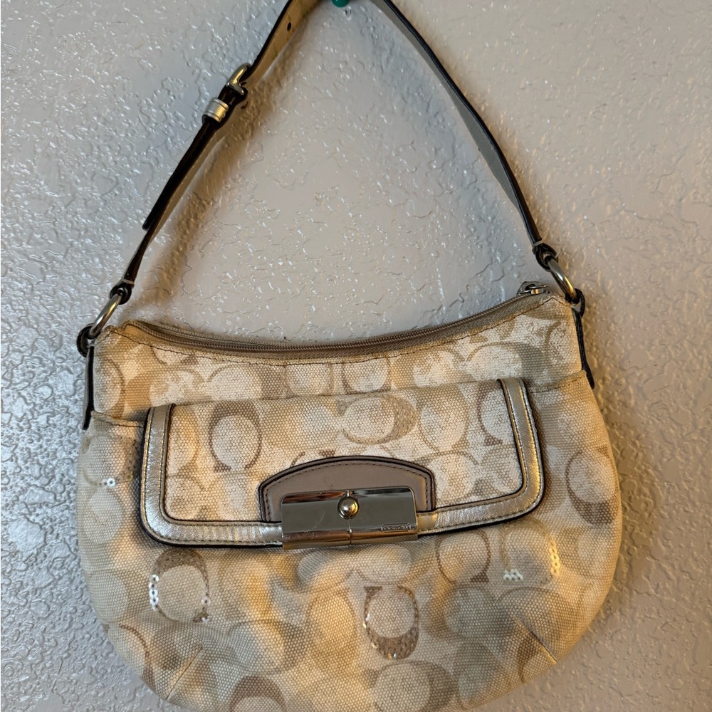 Coach Beige Signature Shoulder Bag